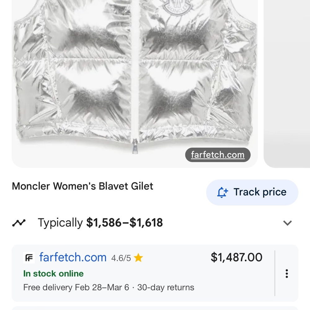 Moncler Women's Silver Blavet Gilet Vest 00